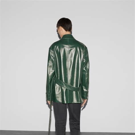 trench gucci rosso|Shiny leather trench coat in dark green .